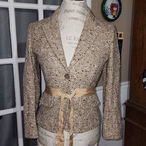 J Crew Robert Noble Scotland Womens Wool Blend Tan Faux Belt Blazer